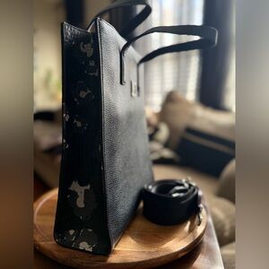 MCM Navy Leather Camouflage Print Tote Bag w/ Silver hardware